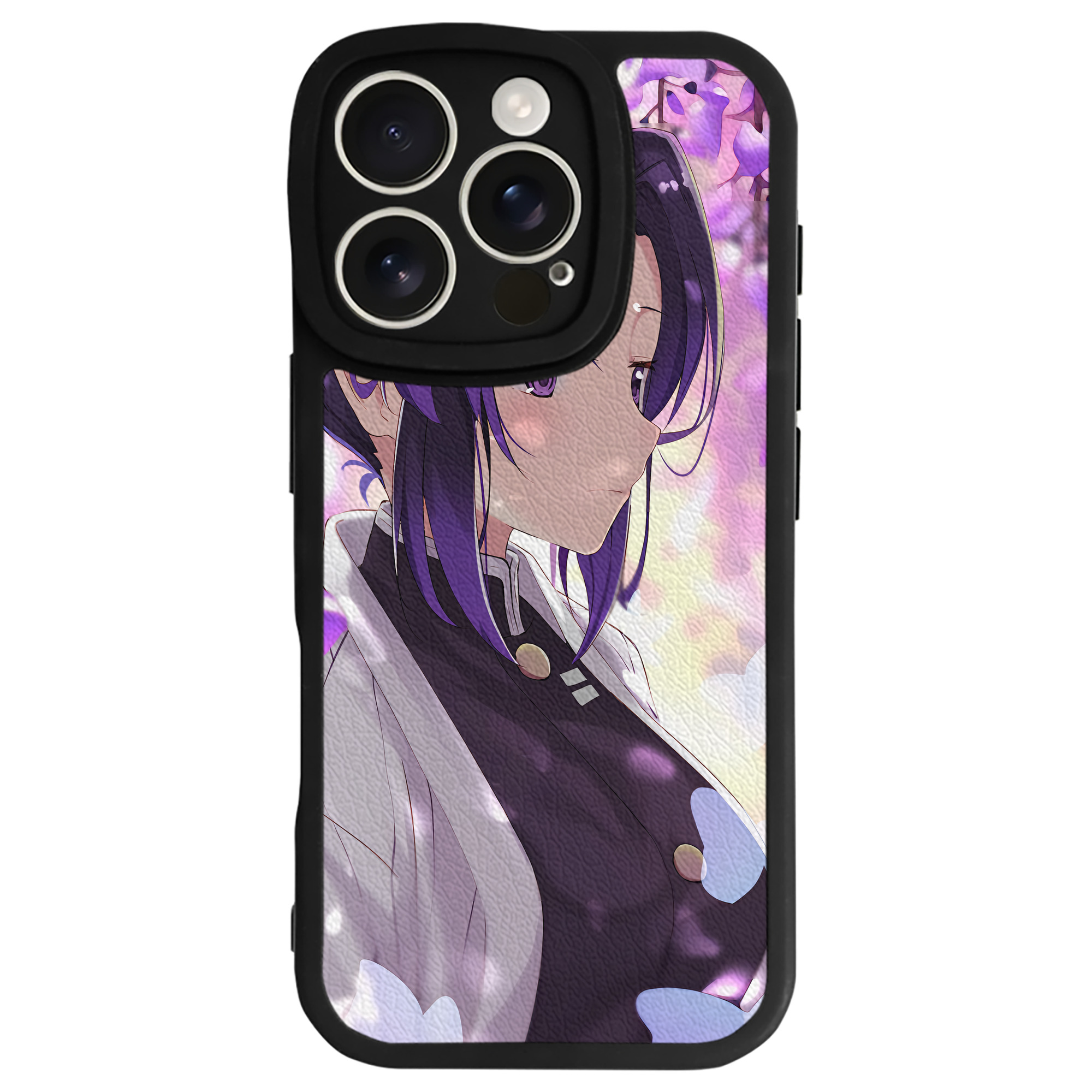 （画像用） 鬼滅の刃（きめつのやいば）蟲柱-胡蝶 しのぶ／こちょう しのぶ Kochou Shinobu 【iPhone 16シリーズ対応】シリコンスマホケース（レザー調） 材質：シリコン